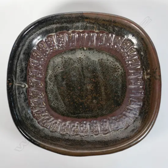 Don Thornley (1936-1989) - Stoneware platter w/ impressed geometric designs