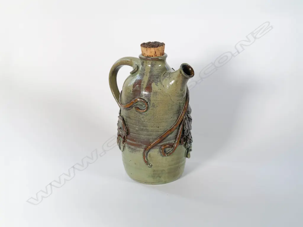 Betty Beadle née Cutcher (1924 - 2002) coffee pot w applied grape & sun motifs Image 1++