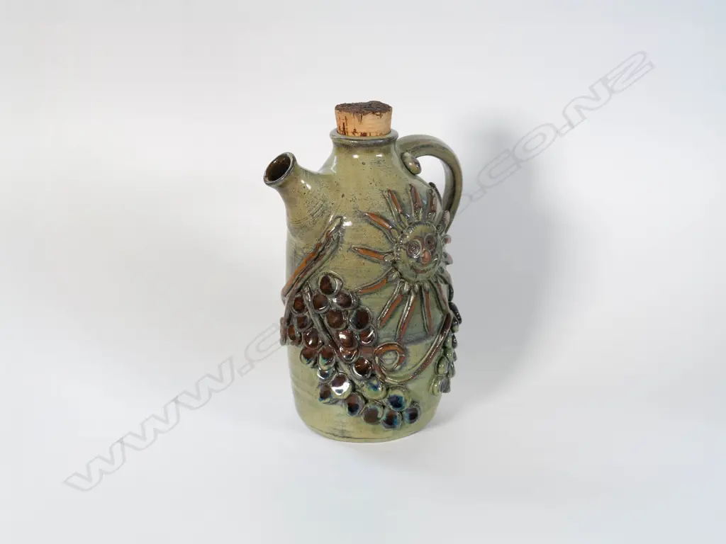 Betty Beadle née Cutcher (1924 - 2002) coffee pot w applied grape & sun motifs Image 1++
