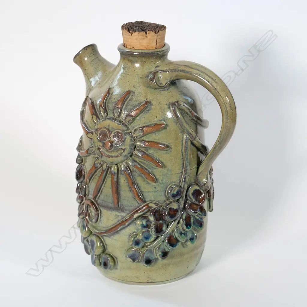 Betty Beadle née Cutcher (1924 - 2002) coffee pot w applied grape & sun motifs Image 1++