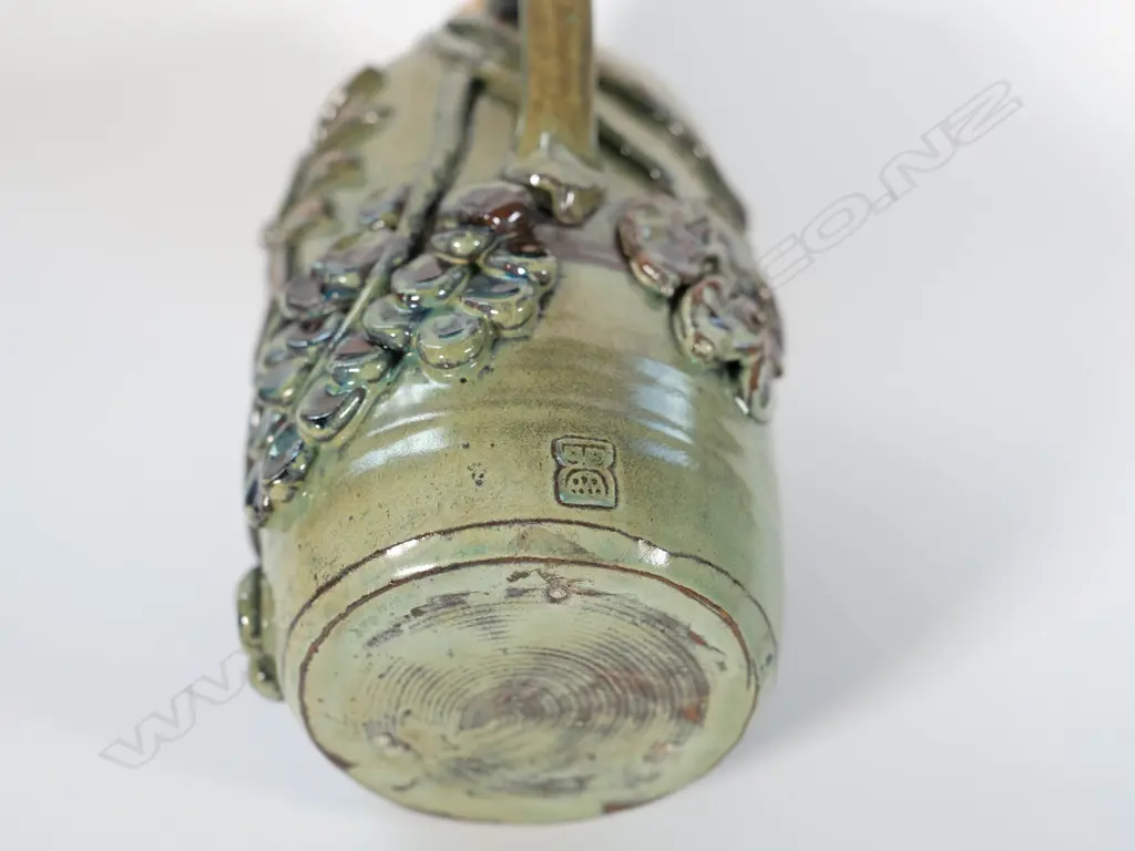 Betty Beadle née Cutcher (1924 - 2002) coffee pot w applied grape & sun motifs Image 1++