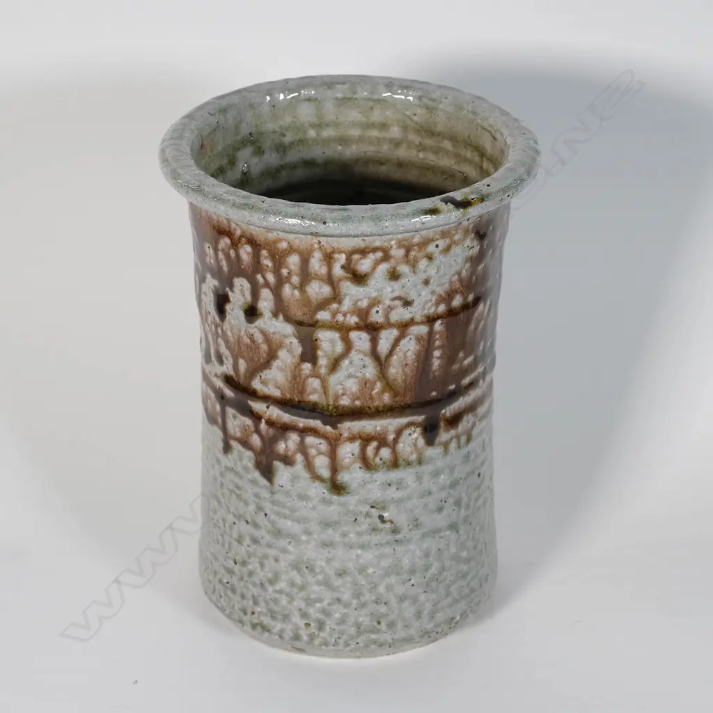 Paul Melser (b. 1947) - Salt glaze brushpot h. 165mm Image 1++