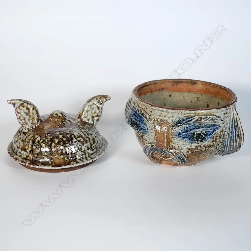 Attr. Juliet Peter - Anthropomorphic salt glaze lidded jar, Image 1++