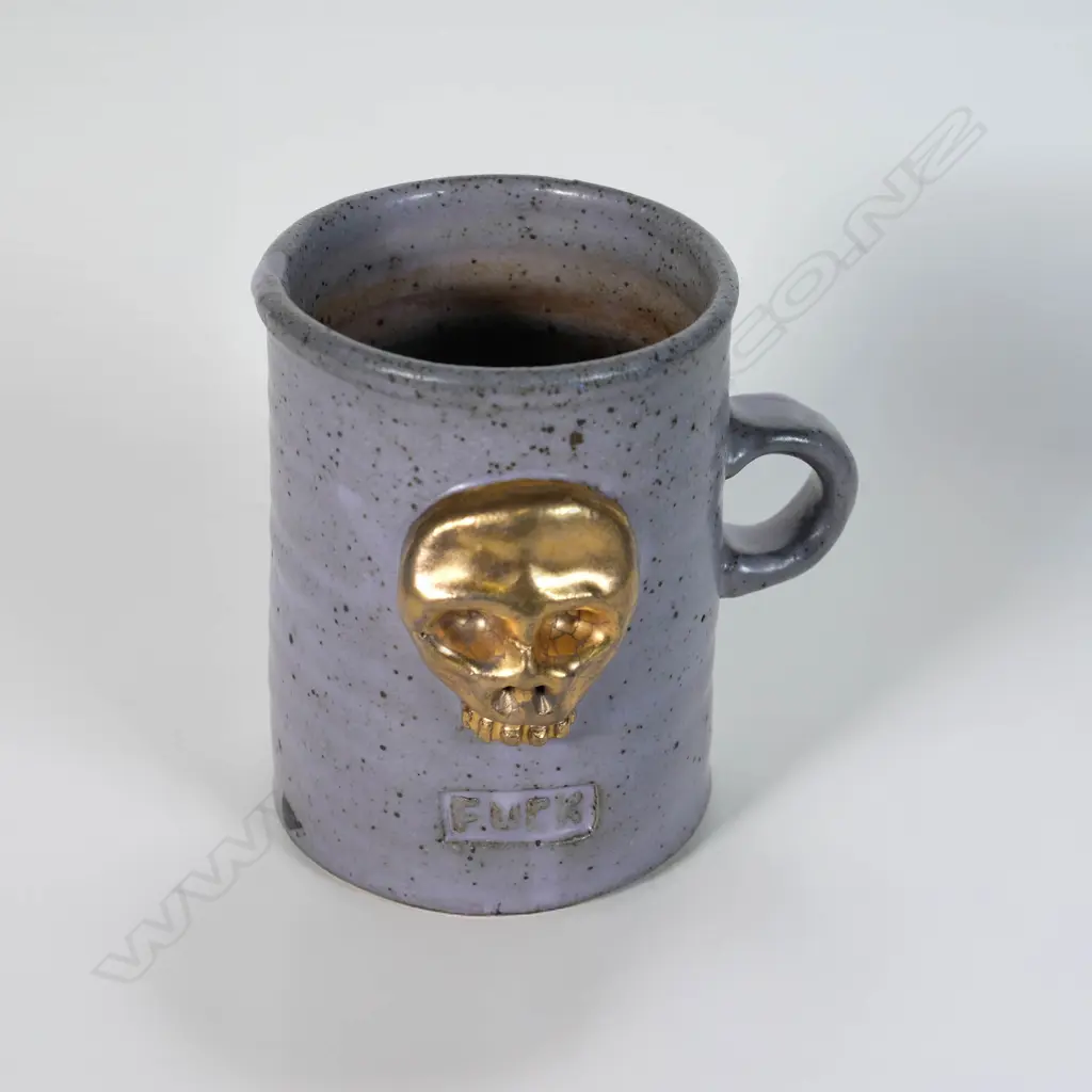 Laurie Steer (b.1977) - Obnoxious Purple Mug with Golden Skull. 2021 Image 1++