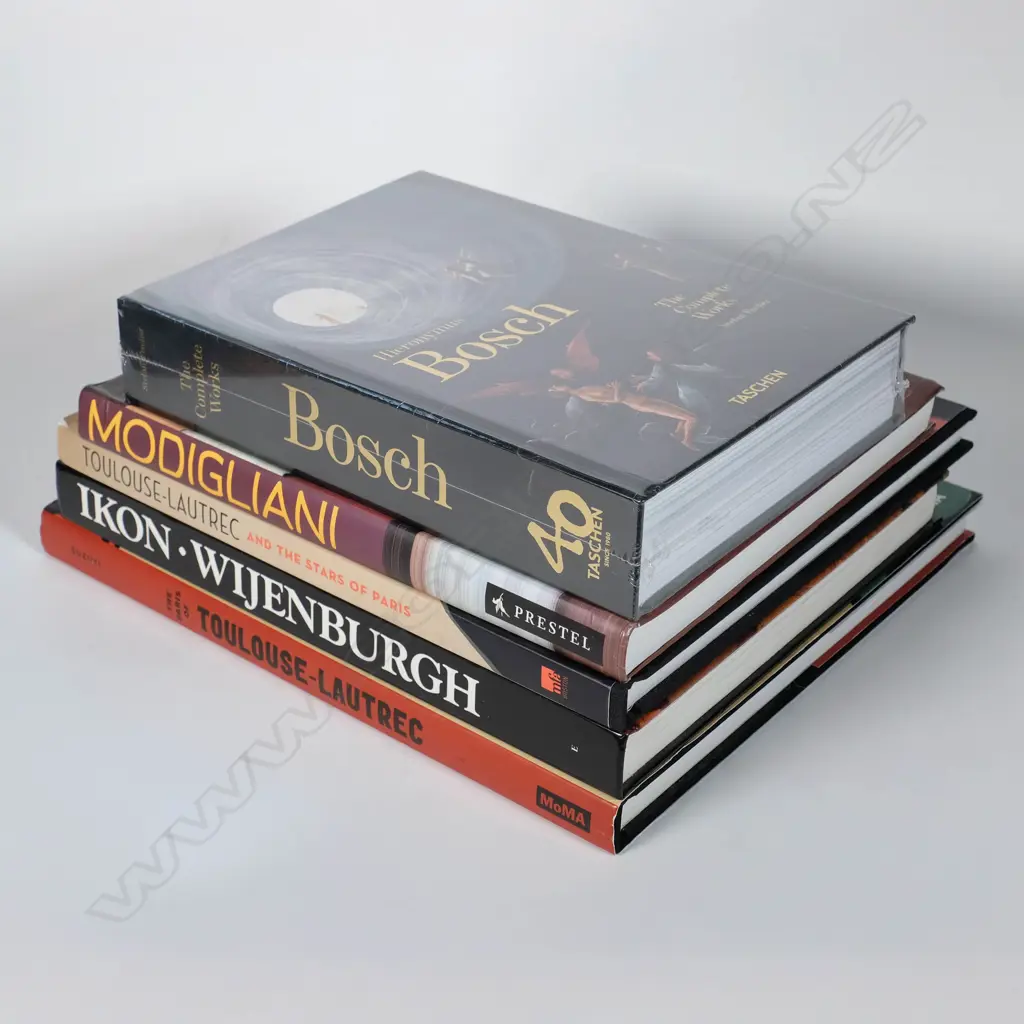 Five International Art Volumes incl. Bosch/Modigliana & Toulouse-Lautrec Image 1++