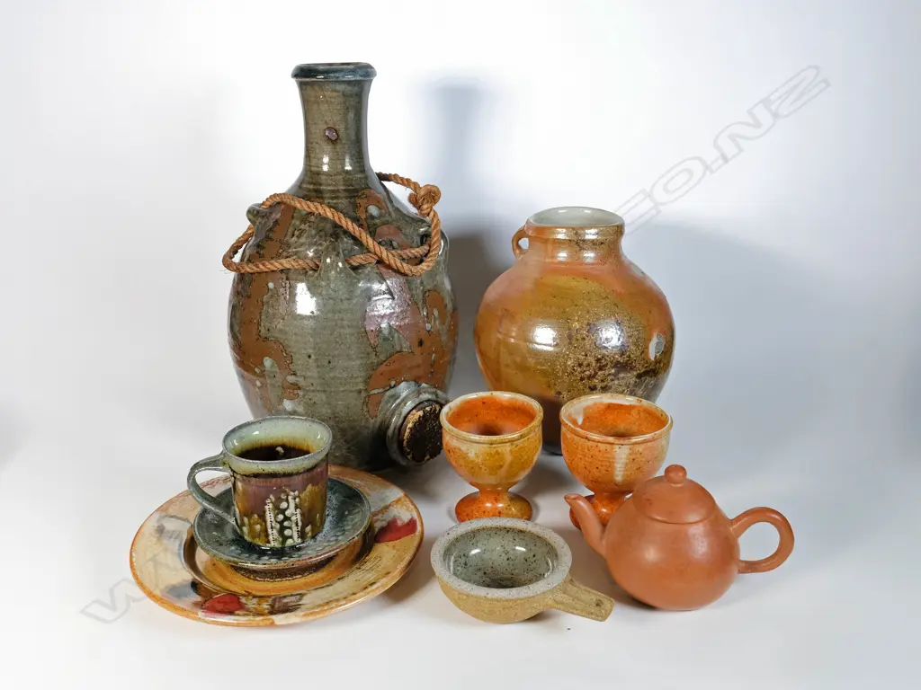 Asst. Pottery incl. Barry Ball handled bowl (sml) & Long Dan Yixing Style teapot Image 1++