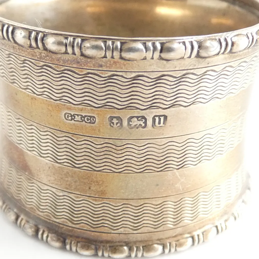 2 SILVER NAPKIN RINGS by C. Bowman (NZ) + 1 Birmingham. 55gms Image 1++