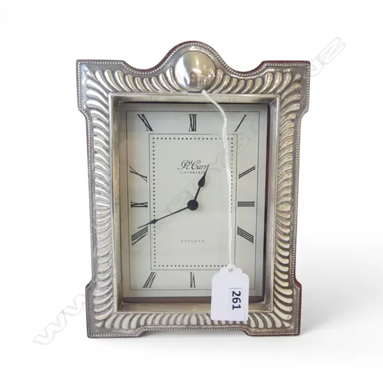 R. CARR CLOCK w. STG SILVER FRAME, SHEFFIELD 1992 190x145mm