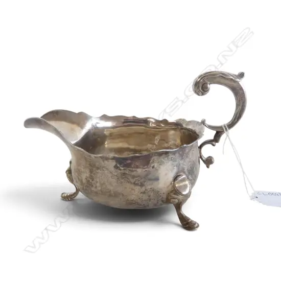ANTIQUE STG SILVER GRAVY BOAT 245gms SHOWING REPAIRS