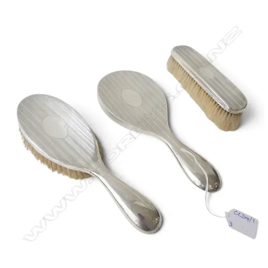 3 PCE STG SILVER DRESSING SET, CHESTER 1907 - 08