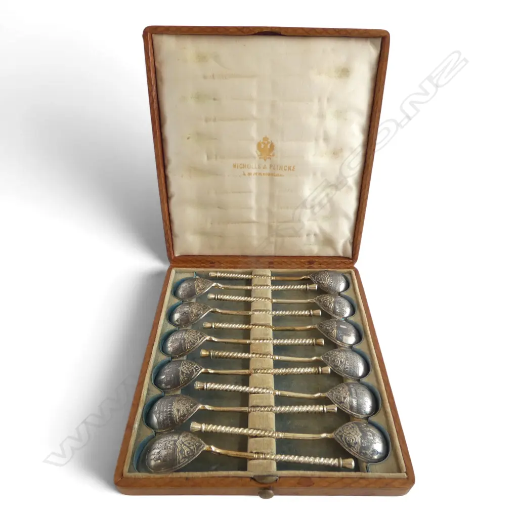 12 840 SILVER ST PETERSBERG COFFEE SPOONS, 154gms, ORIGINAL BOX Image 1++