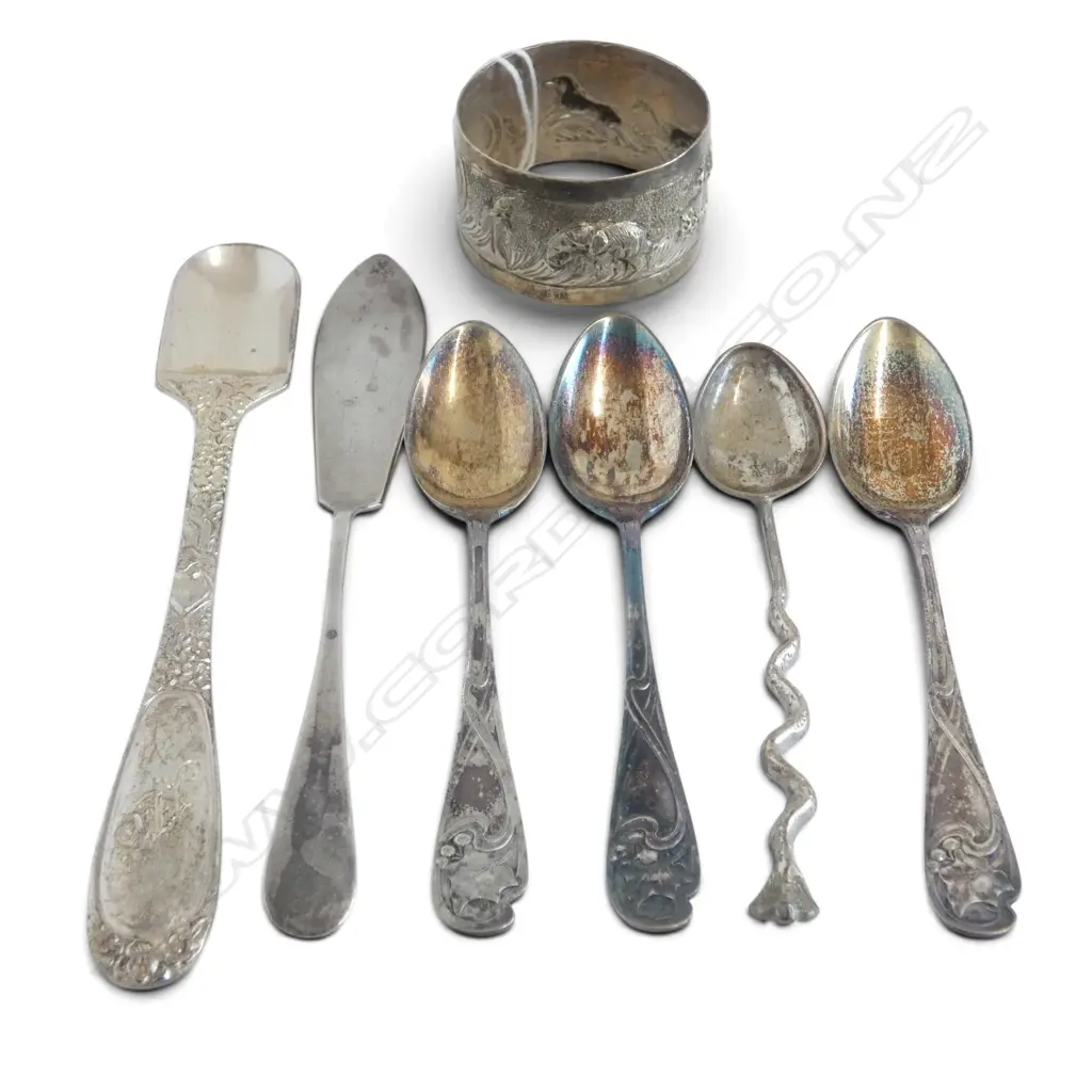 6 PCES STG SILVER CUTLERY + 750 NAPKIN RING 103gms Image 1++