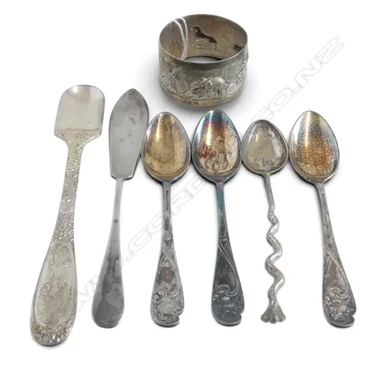 6 PCES STG SILVER CUTLERY + 750 NAPKIN RING 103gms