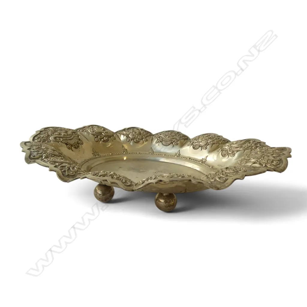 ORIENTAL .800 SILVER TRAY W.330mm 577gms Image 1++