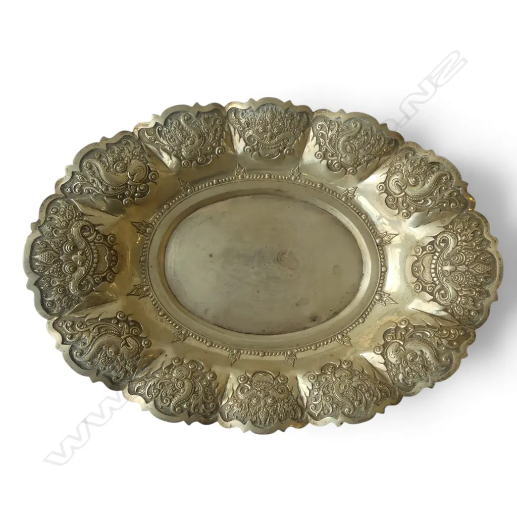 ORIENTAL .800 SILVER TRAY W.330mm 577gms Image 1++