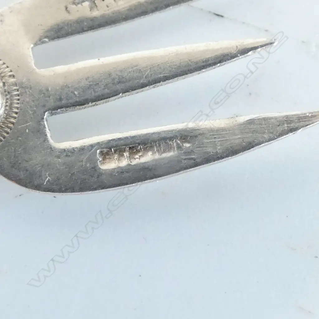 4 STG SILVER & ENAMEL SOUVENIR SPOONS + STG PICKLE FORK Image 1++