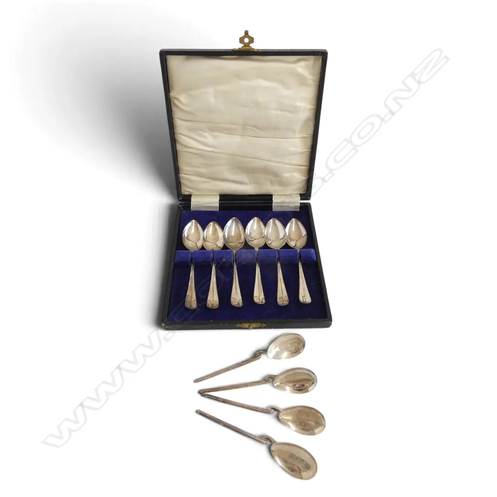 10 STG SILVER TEASPOONS (6+4) 85gms Image 1++
