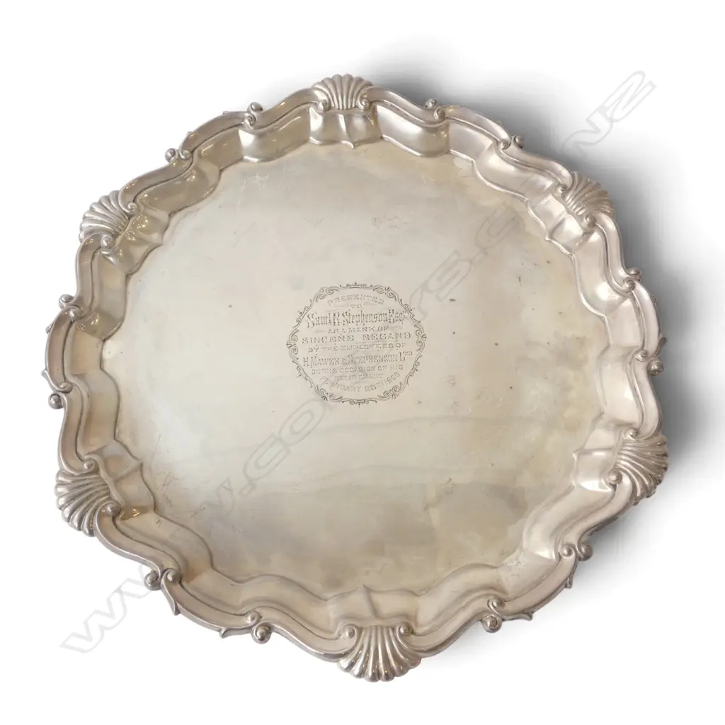 HEAVY STG SILVER SALVER, LONDON 1904, 1052gms Image 1++