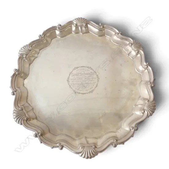HEAVY STG SILVER SALVER, LONDON 1904, 1052gms