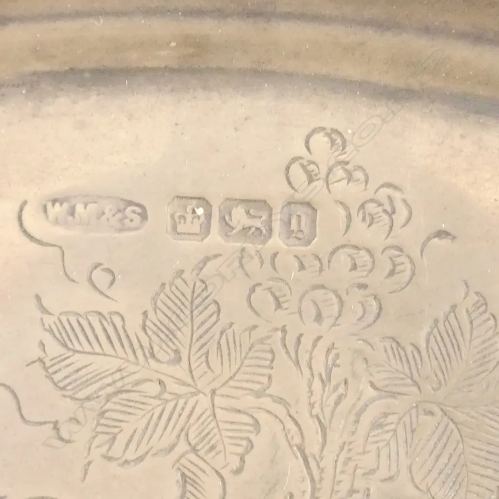 Late Victorian silver salver. Decorative border. Presentation engraved. Sheff'd 1899 by William Mammatt & Son. 648gms Image 1++
