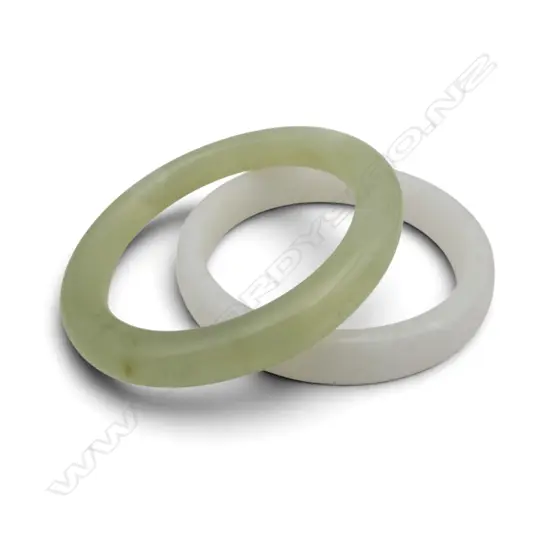 2 JADE BANGLES, 60mm int. dia.