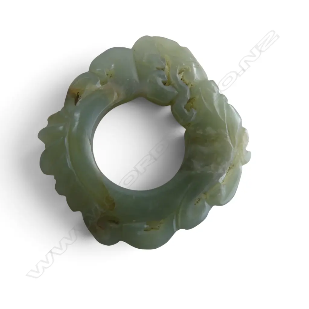 ORIENTAL JADE RING PENDANT / HANDLING PIECE 35mm dia... Image 1++