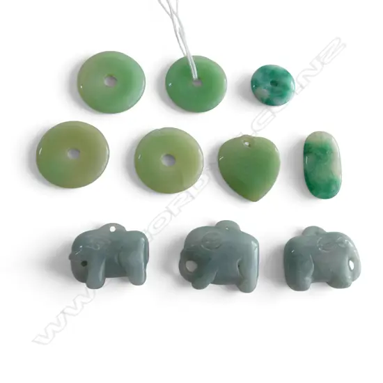 10 JADE PENDANTS 25mm dia