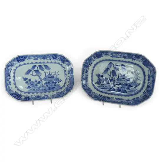 2 CHINESE EXPORT WARE B/W DISHES 210x290mm