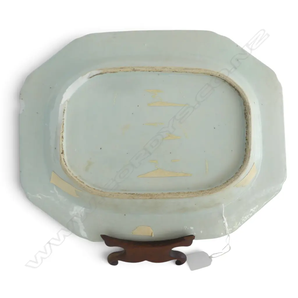 CHINESE EXPORT WARE DISH 275x350mm FAULTS + STAND Image 1++