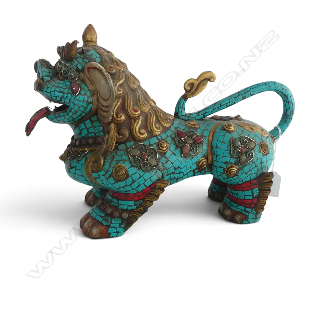 TIBETAN STYLE METAL GUARDIAN LION L.300mm Image 1++