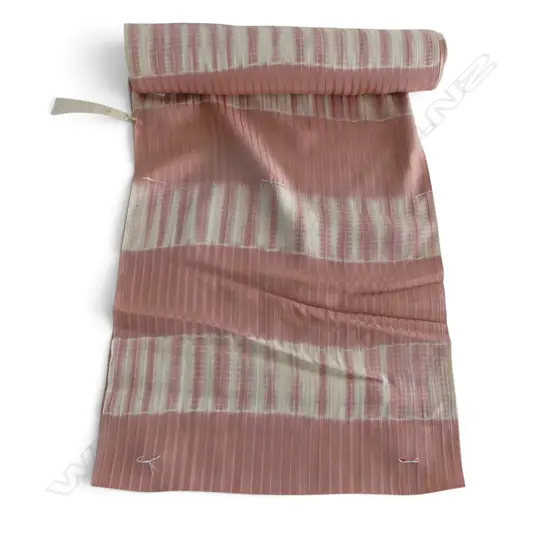 Unused 1980's NISHIJIN TEXTILE (Kyoto) JAPANESE leaf pattern on mauve SILK ROLL. L.12m. W.360mm. New old stock