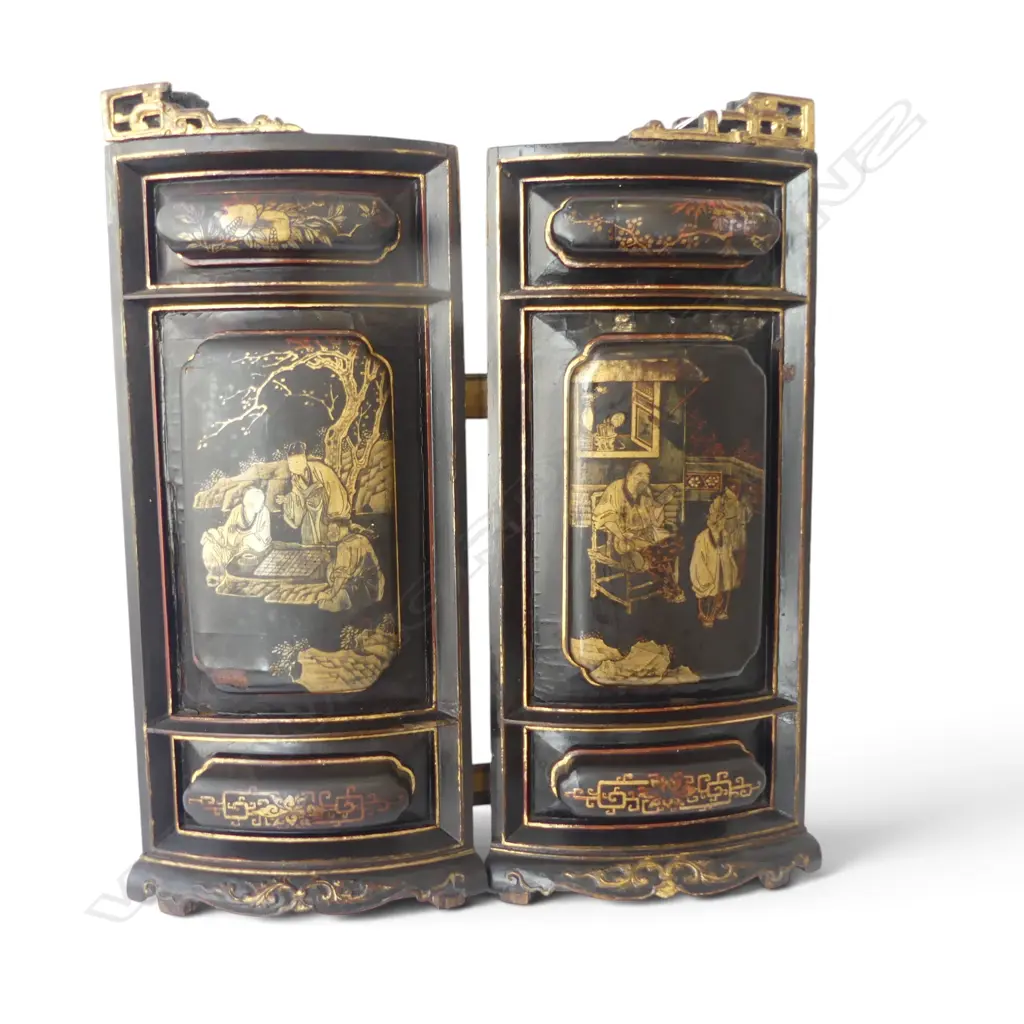 PR ORIENTAL LACQUERED WOODEN PANELS (MOUNTED TOGETHER) 490x435mm Image 1++