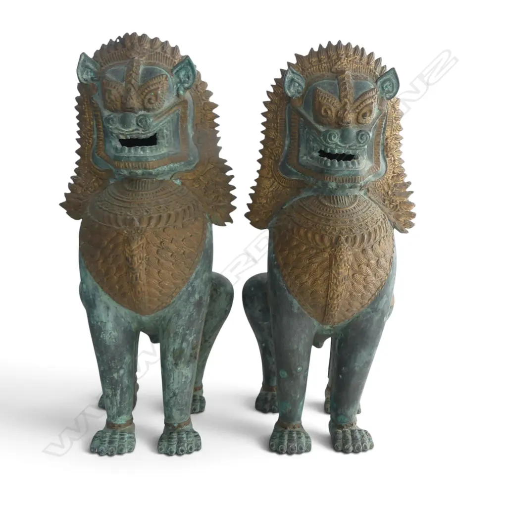 PR ORIENTAL BRONZE GUARDIAN DOGS H.410mm Image 1++
