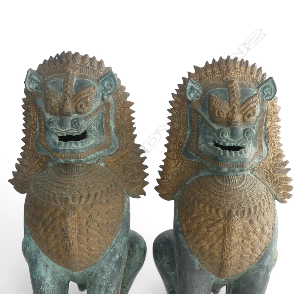 PR ORIENTAL BRONZE GUARDIAN DOGS H.410mm Image 1++