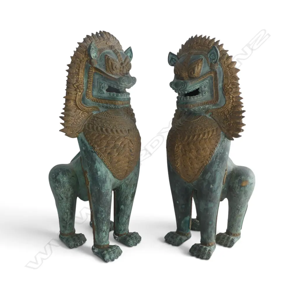 PR ORIENTAL BRONZE GUARDIAN DOGS H.410mm Image 1++