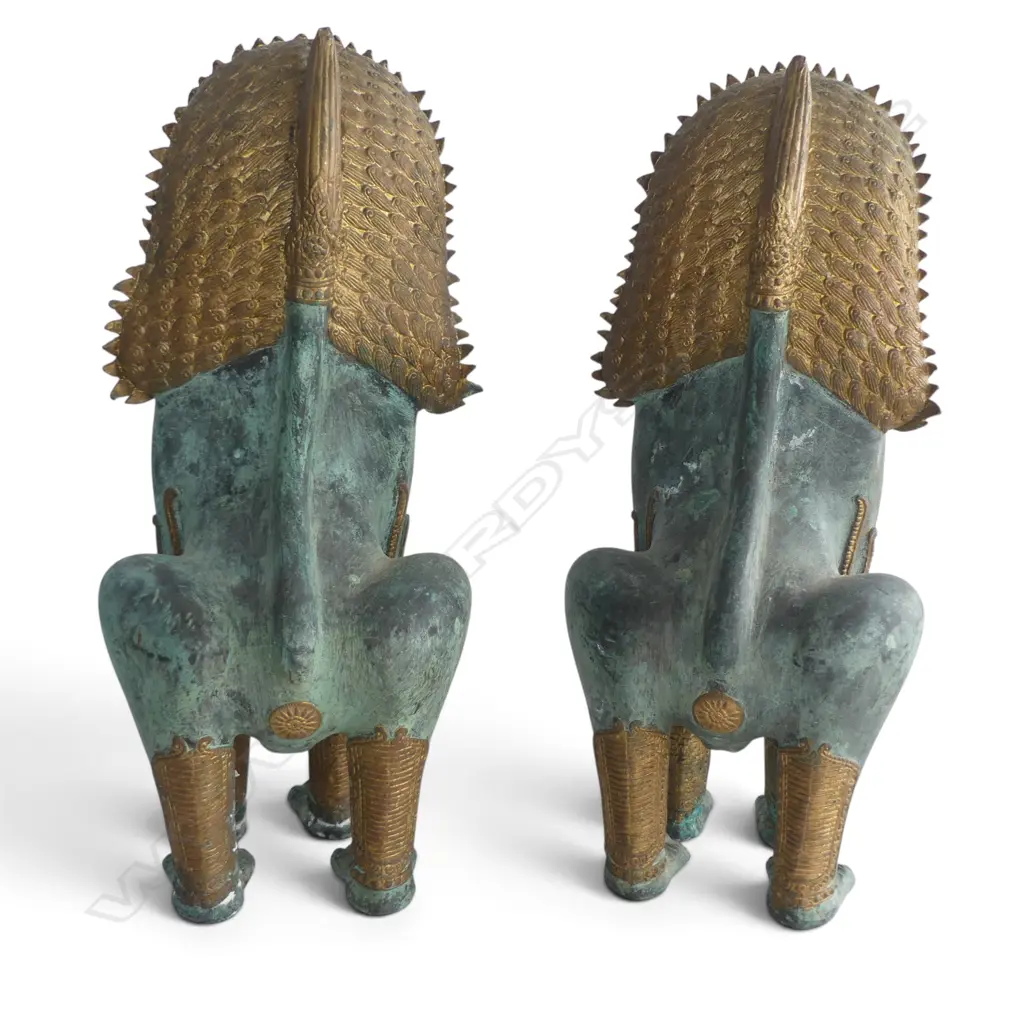 PR ORIENTAL BRONZE GUARDIAN DOGS H.410mm Image 1++