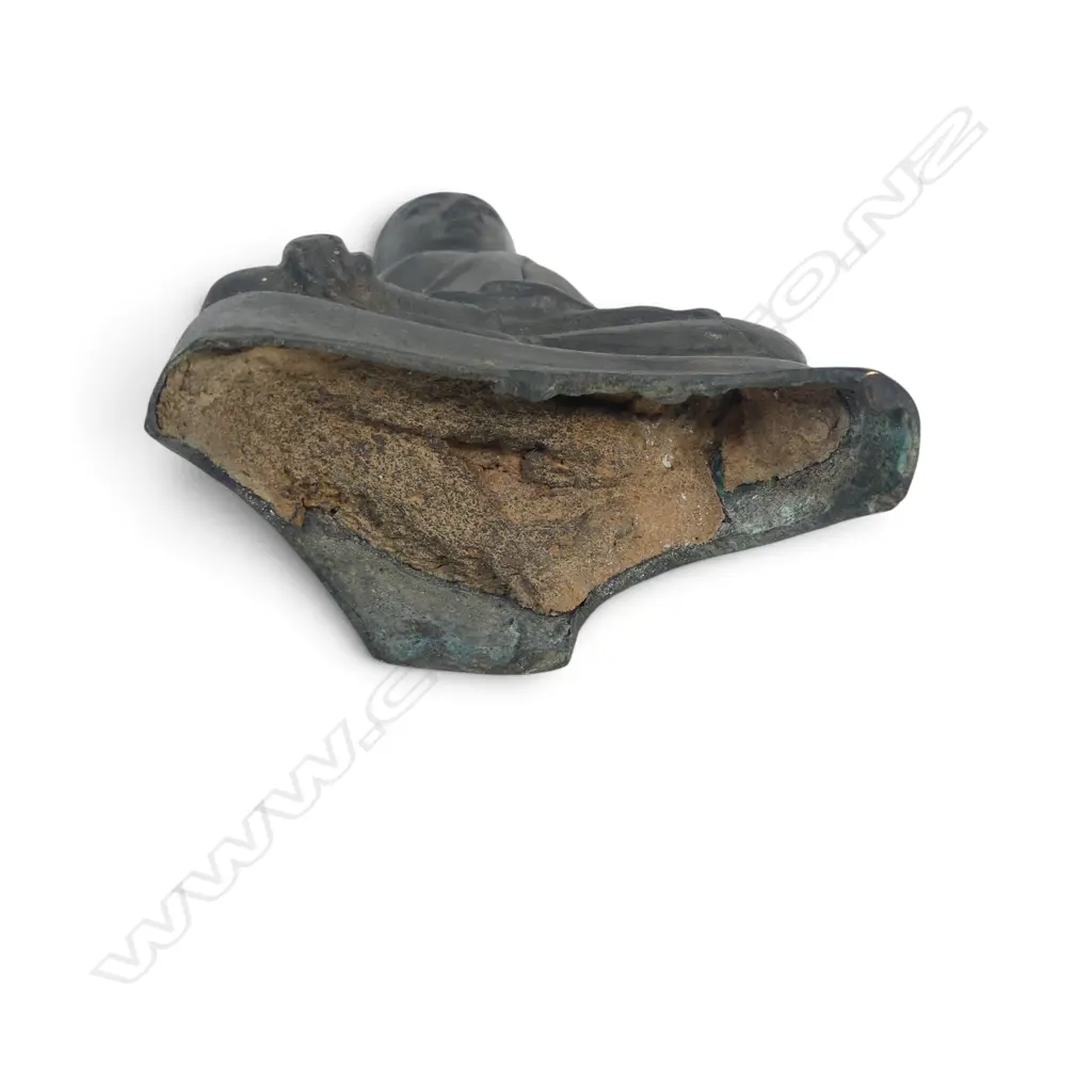SOUTHEAST ASIAN BRONZE STATUE OF BUDDHA SEATING IN THE THAI STYLE U THONG, BASE FILLED WITH CLAY, 200 X 100MM Image 1++