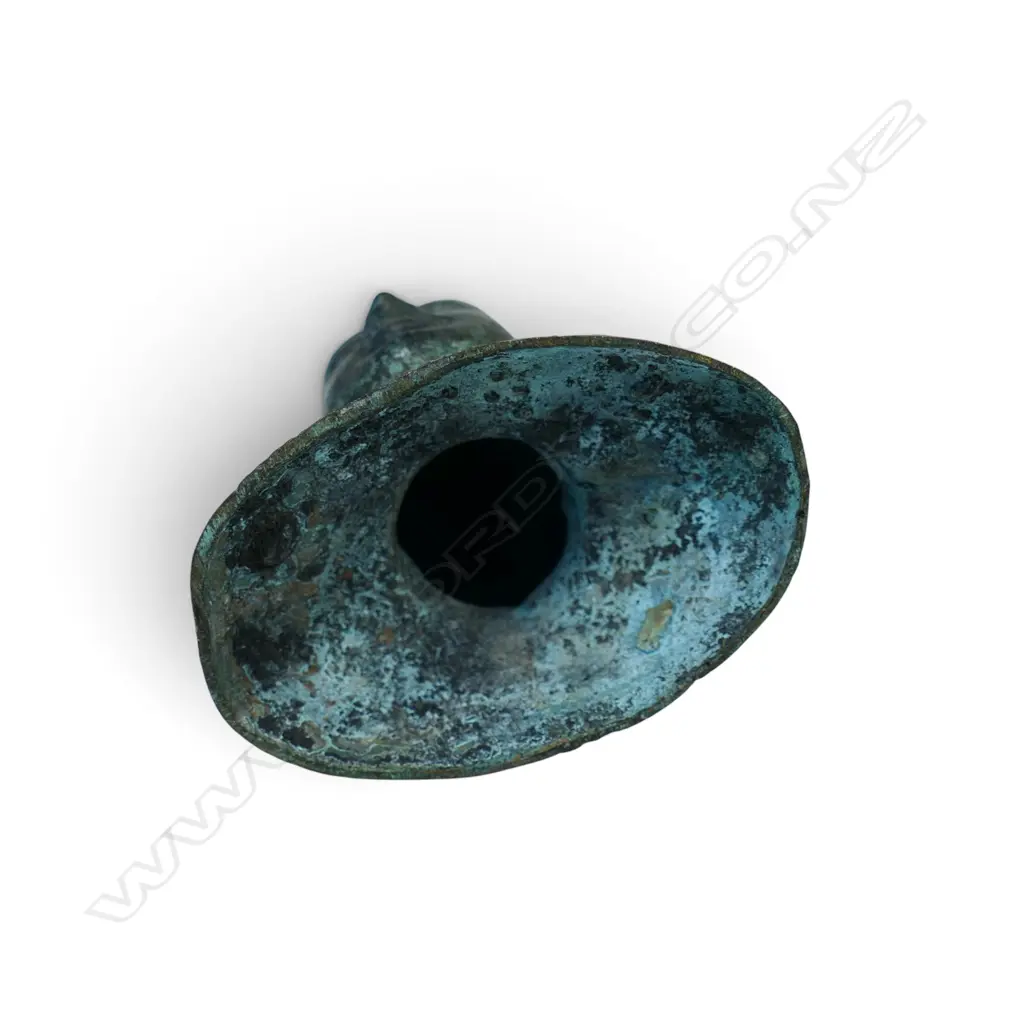 KHMER STYLE CAST BRONZE MEDITATIVE BUDDHA HEAD WITH VERDIGRIS FINISH, AGED PATINA, 80 X 100MM Image 1++