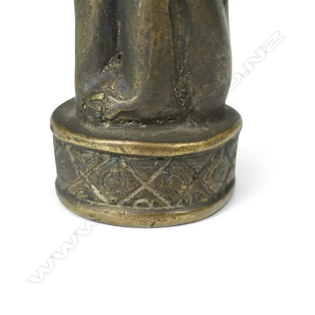 WEST AFRICAN METAL ANCESTOR FIGURE WITH LIZARD (SPIRIT MESSENGER) & TURTLE ON HEAD (SYMBOLE OF WISDOM) H.150MM Image 1++