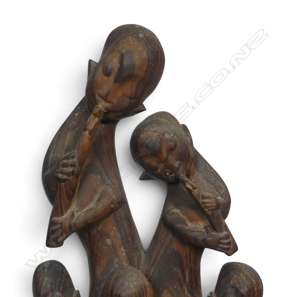 EAST AFRICAN HARD WOOD SCULPTURE OF TREE OF LIFE SYMBOLIZING COMMUNITY & ANCESTRY, H.330 X 160MM Image 1++