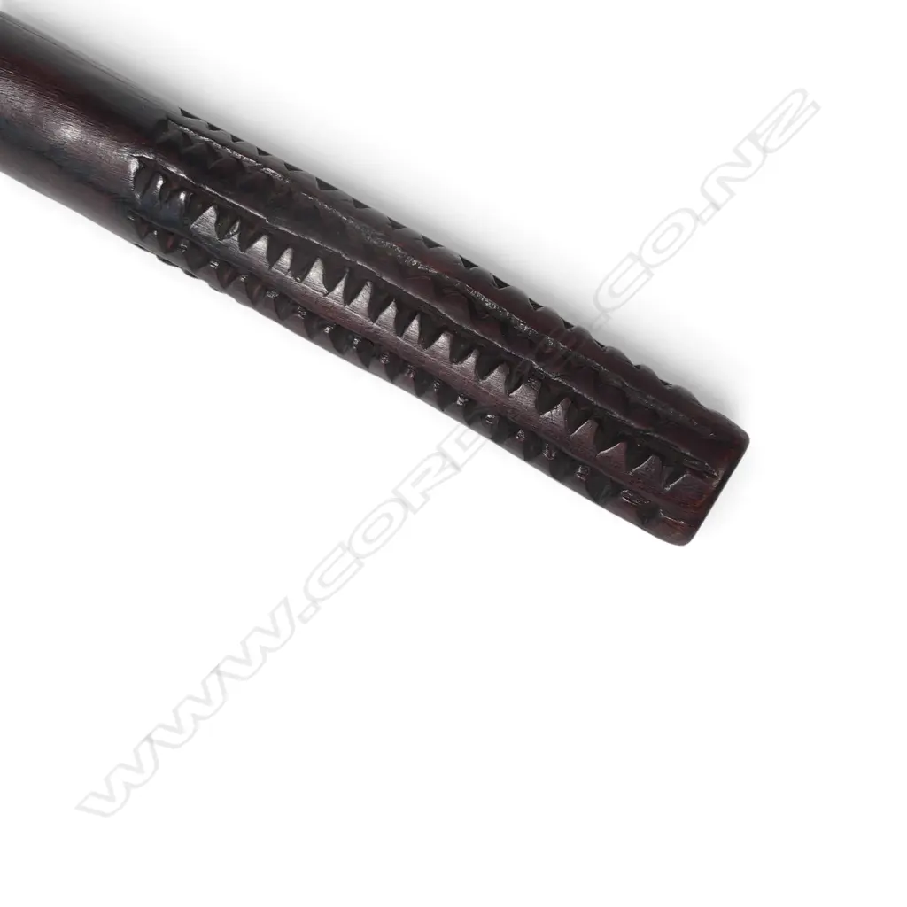 DARK STAINED HAND CARVED WOODEN ROOT CLUB.H.460MM Image 1++