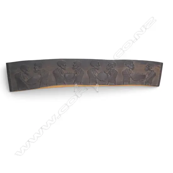 EAST AFRICAN WOODEN HANGING WALL RELIEF WITH DETAILS TEXTURE SCENE OF THE COMMUNAL LIFE. L.900 X 170