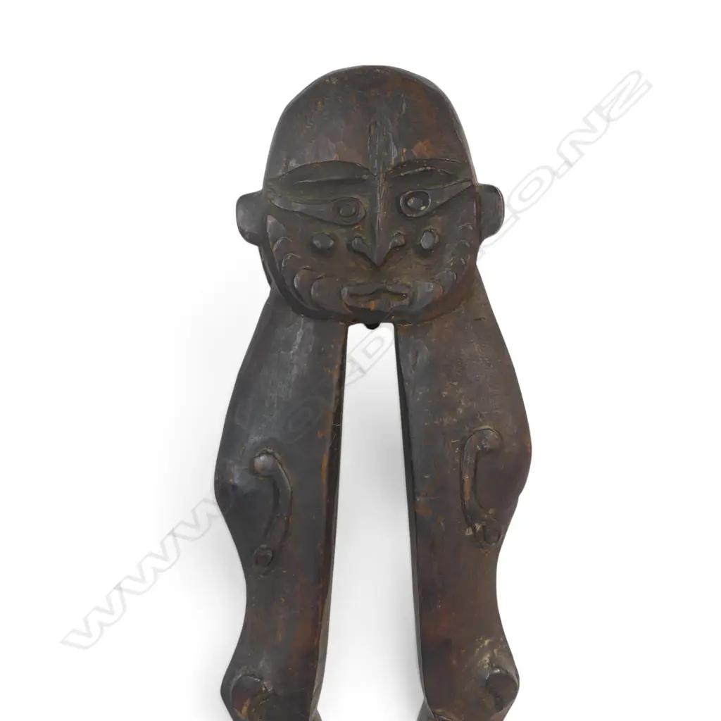 TRADITIONAL PNG CARVED DOUBLE SIDED SAMBAN (FOOD HOOK) FEATURING AN ANCESTOR FIGURE, 744 X 220MM Image 1++