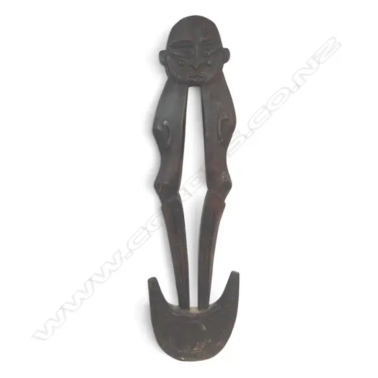 TRADITIONAL PNG CARVED DOUBLE SIDED SAMBAN (FOOD HOOK) FEATURING AN ANCESTOR FIGURE, 744 X 220MM