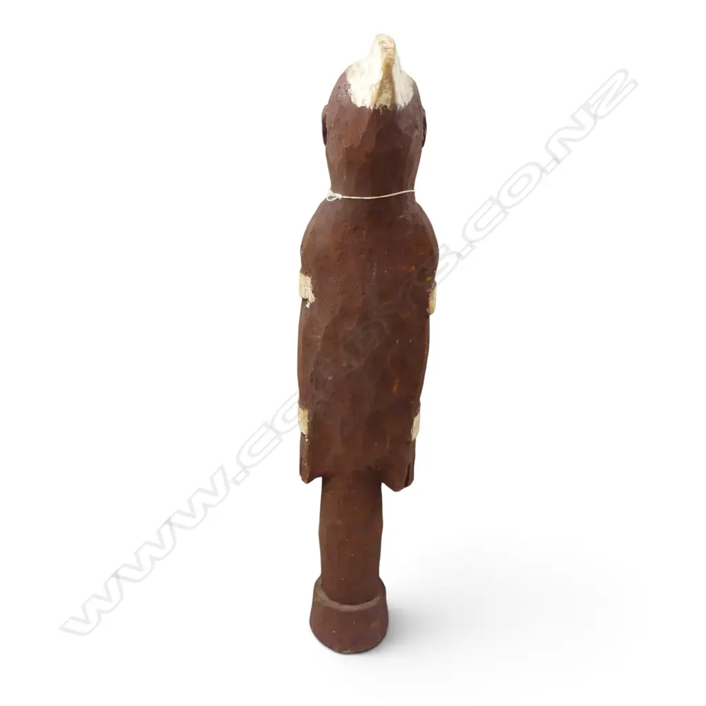 ETHIOPIA, KONSO, POLYCHROME WOODEN MALE ANCESTOR FIGURE WITH INLAID DETAILS EYES & TEETH. H.600MM DIA 80MM. Image 1++