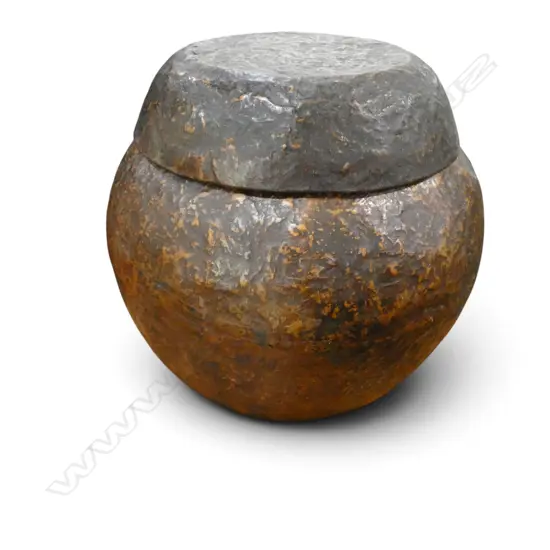 ORIENTAL PAPIER MACHE LIDDED CONTAINER H.330mm