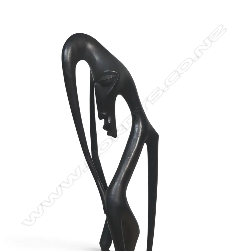 EAST AFRICAN DARK WOOD CARVING SCULPTURE OF SPIRITS WITH ABSTRACT & ELONGATED FORMS, 540 X 140MM Image 1++