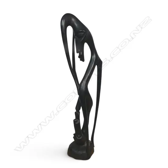 EAST AFRICAN DARK WOOD CARVING SCULPTURE OF SPIRITS WITH ABSTRACT & ELONGATED FORMS, 540 X 140MM