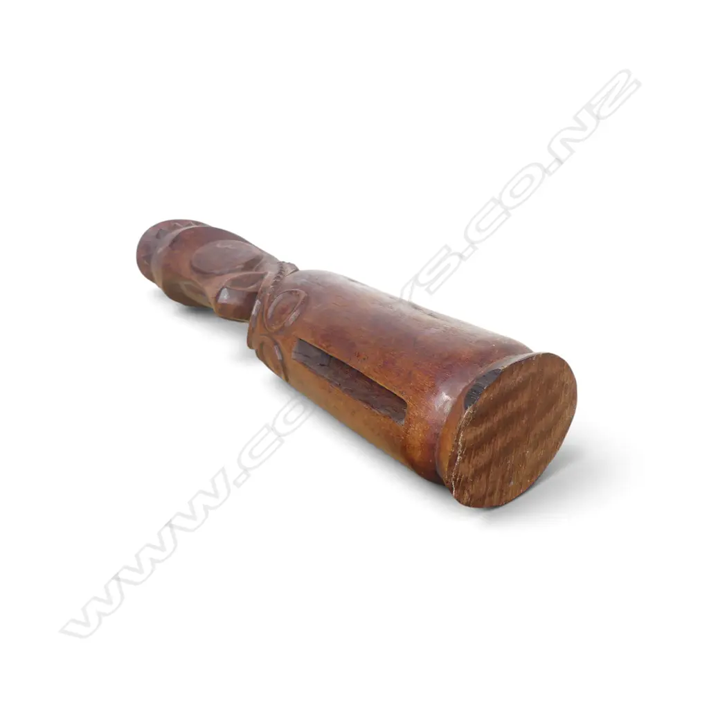 MINIATURE SOUVENIR REPLICA OF VANUATU SLIT DRUM WITH DARK REDDISH BROWN PATINA, H.330MM Image 1++