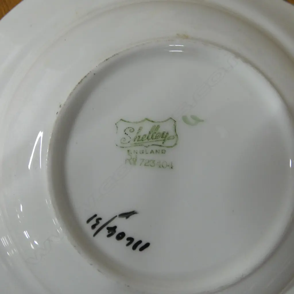 2 ART DECO SHELLEY CHINA RED ROOF PAT TEAPOTS CAKE PLATE & DISH Image 1++